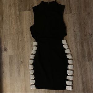 Black and rhinestone side dress
